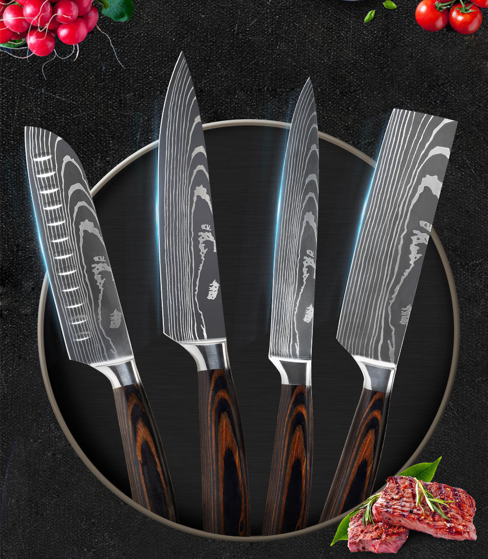 Damascus Style Kitchen Knife Set