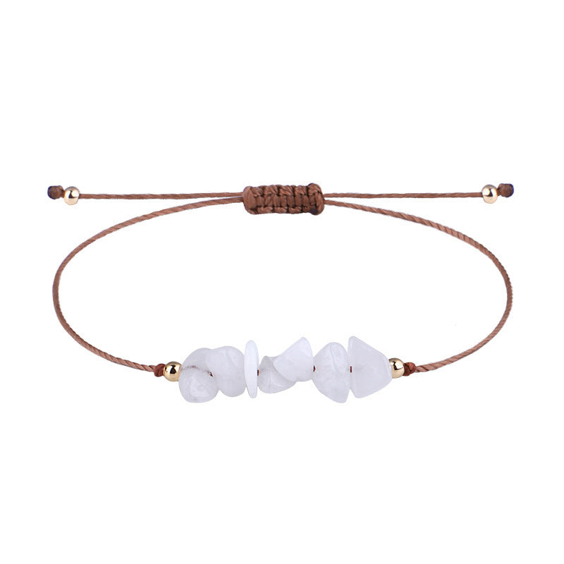 Irregular Raw Stone Bracelet with Woven Wax Line