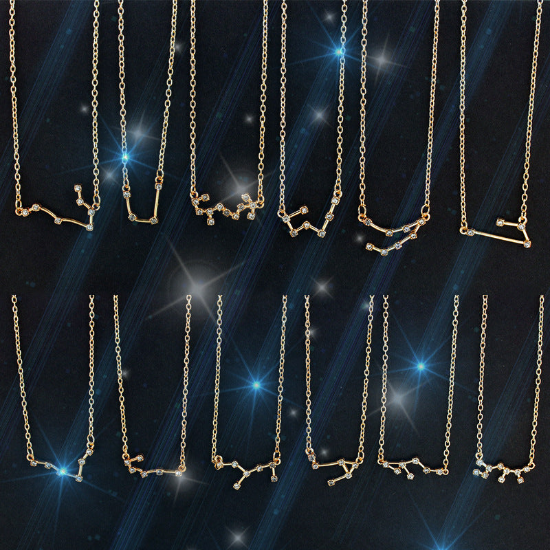 Zodiac Sign Necklace with Zircon Pendant