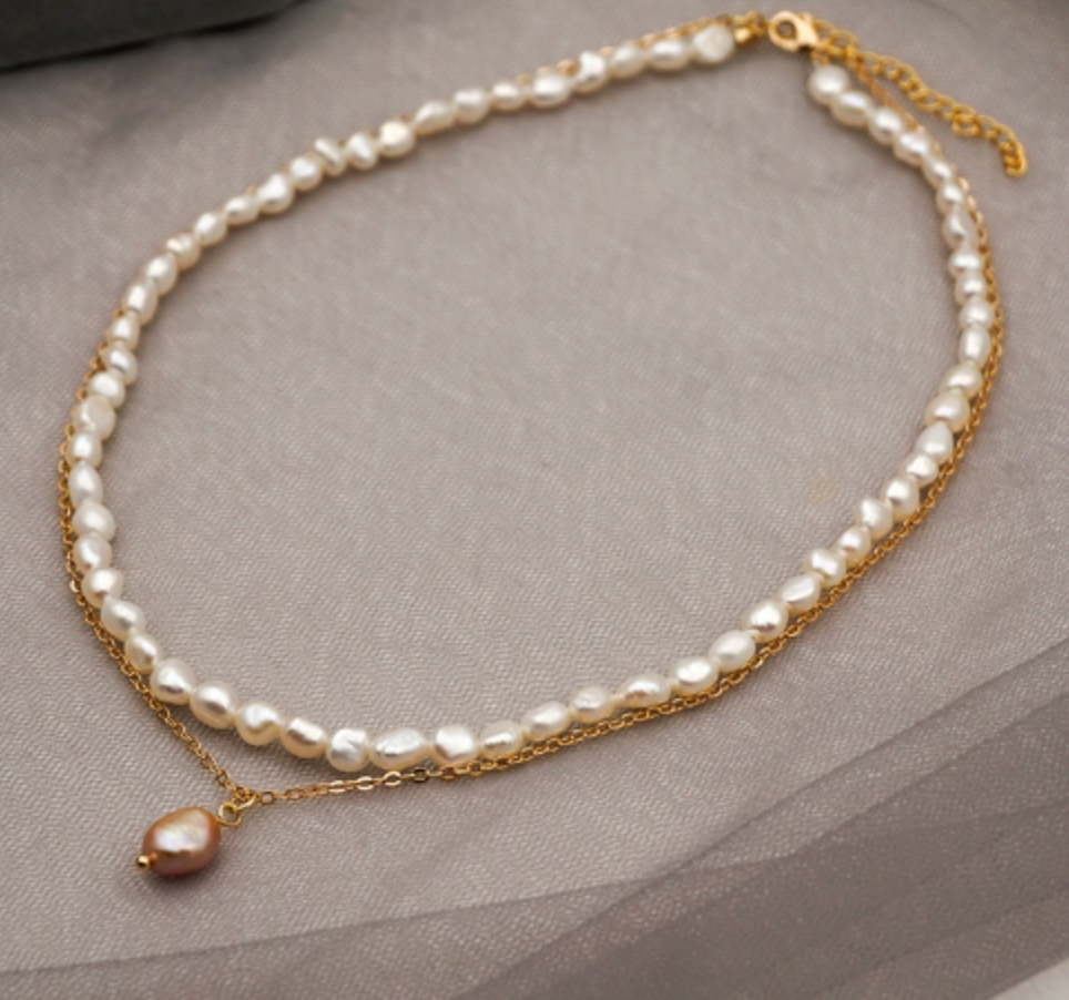Women's Baroque Freshwater Pearl Double-layer Bracelet
