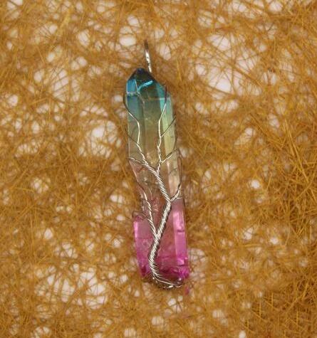 Natural Crystal Tree of Life Pendant Necklace