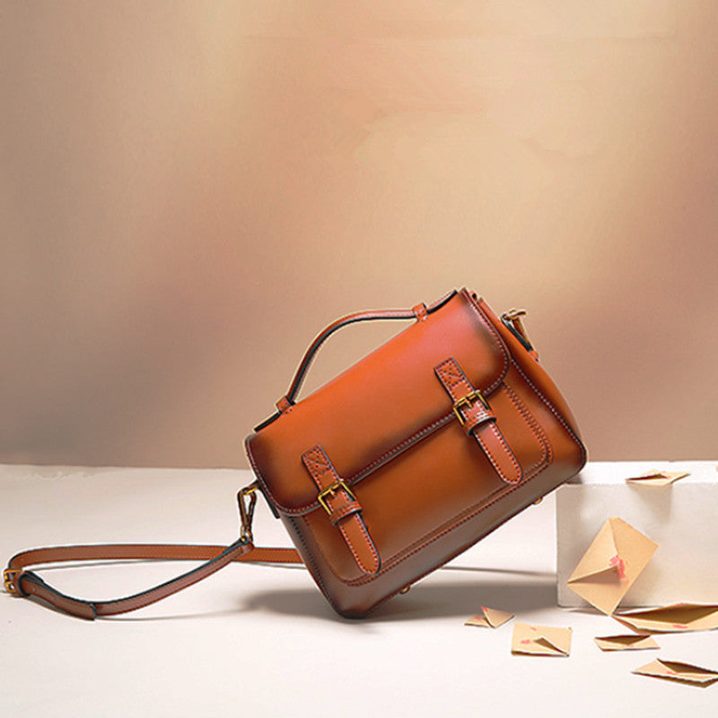 All-Match Trendy Cowhide Messenger Handbag for Women
