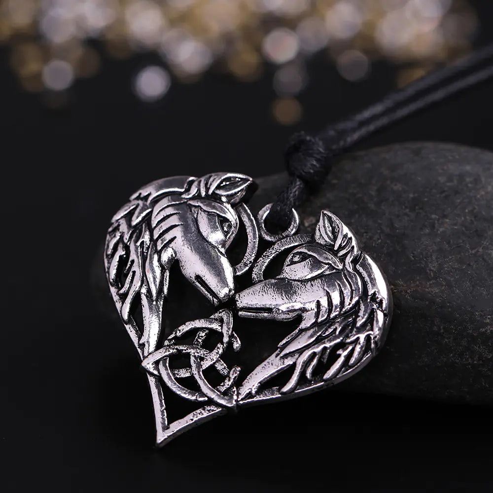 Heart Pendant Necklace with Zodiac Animal Design