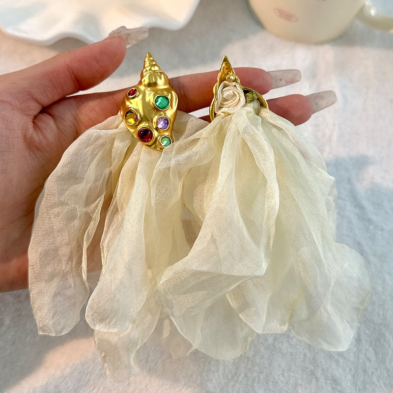 Handmade Fabric Flower Earrings - Fashionable Design