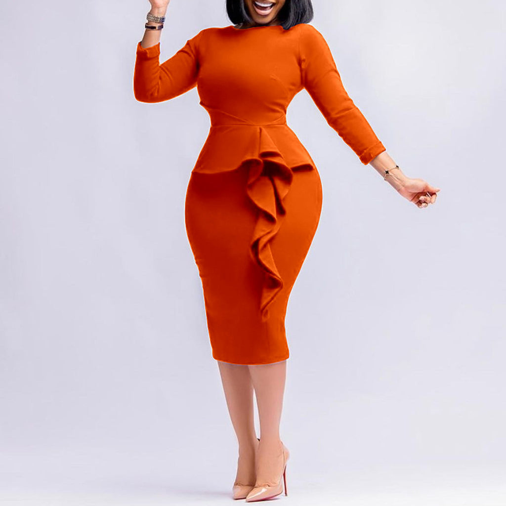 Elegant Women's Fitted Long Sleeve Pencil Dress