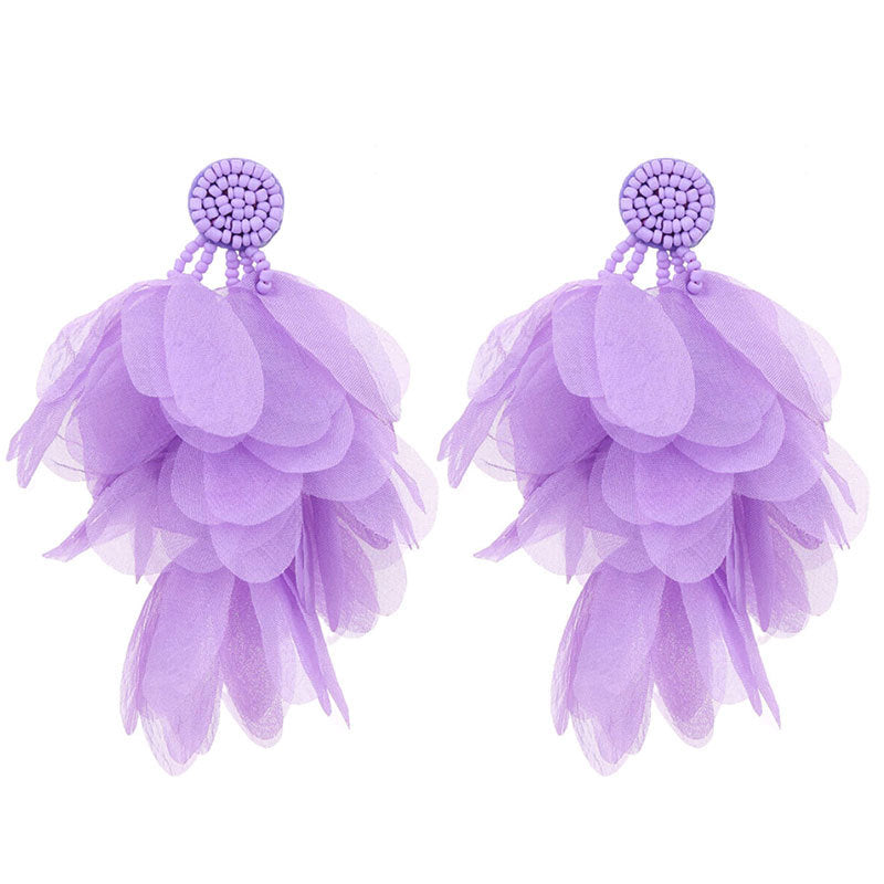 Handmade Fabric Flower Earrings - Fashionable Design