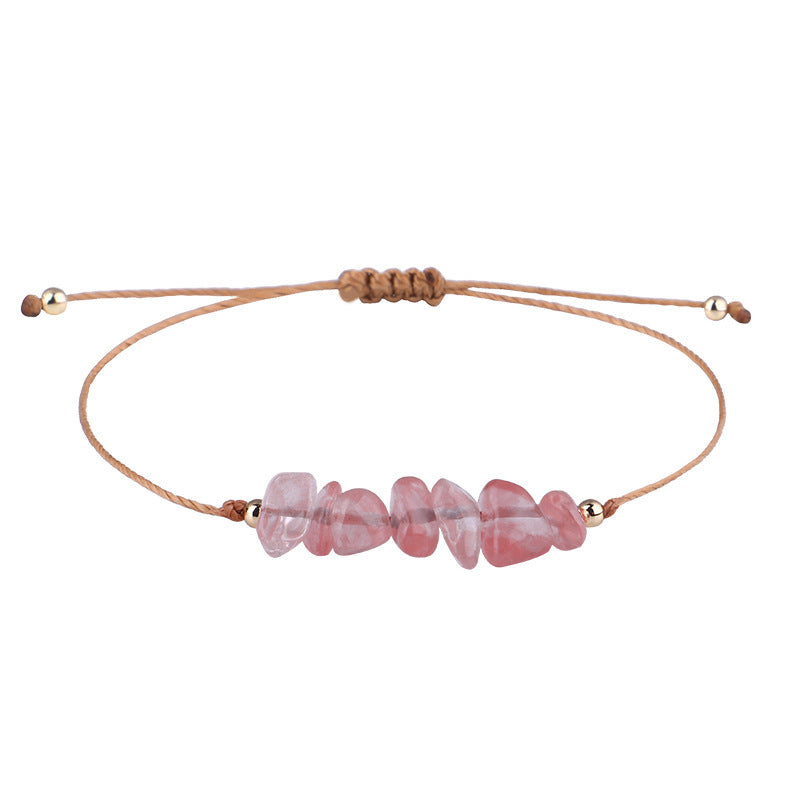 Irregular Raw Stone Bracelet with Woven Wax Line