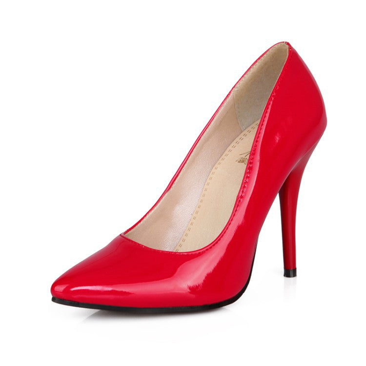 Women's Spring/Summer Patent Leather Pointed Heels