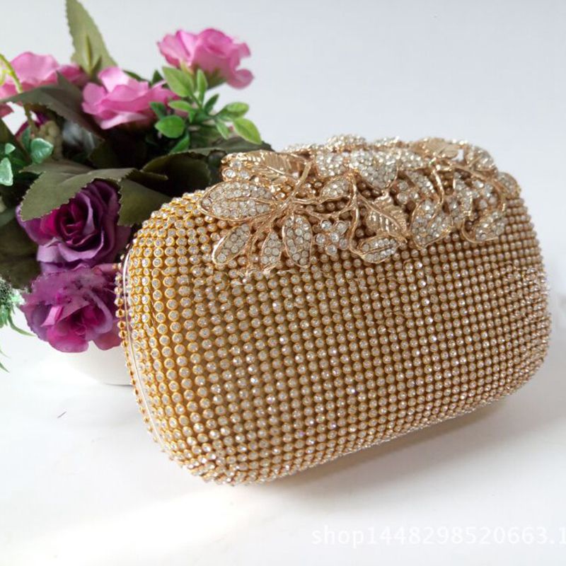 Unique Gold Rhinestone Evening Clutch Bag