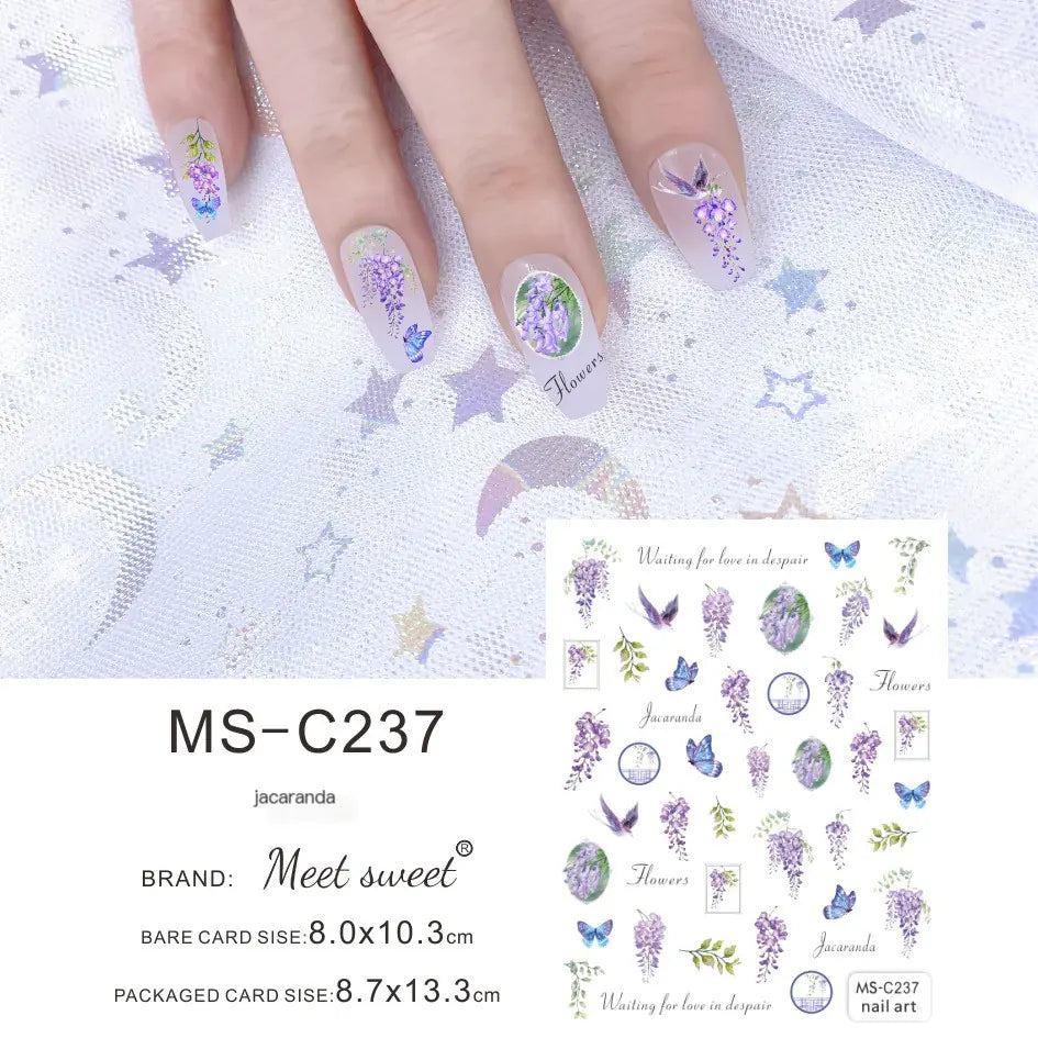 Nail Art Stickers - Camellia, Lily, and Poppy Designs
