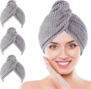 Kldnkig microfiber hair towel 3 pack