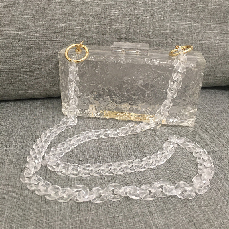 Women's Transparent Acrylic Ice Crack Diagonal Bag