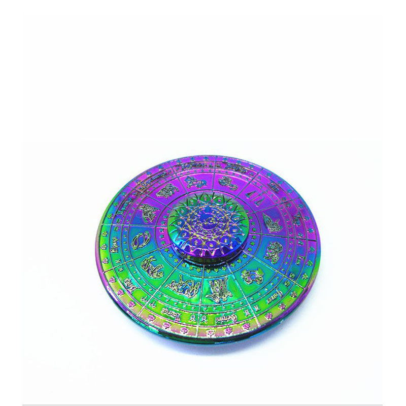 Metal Finger Spinner Toy with Zodiac Compass Design