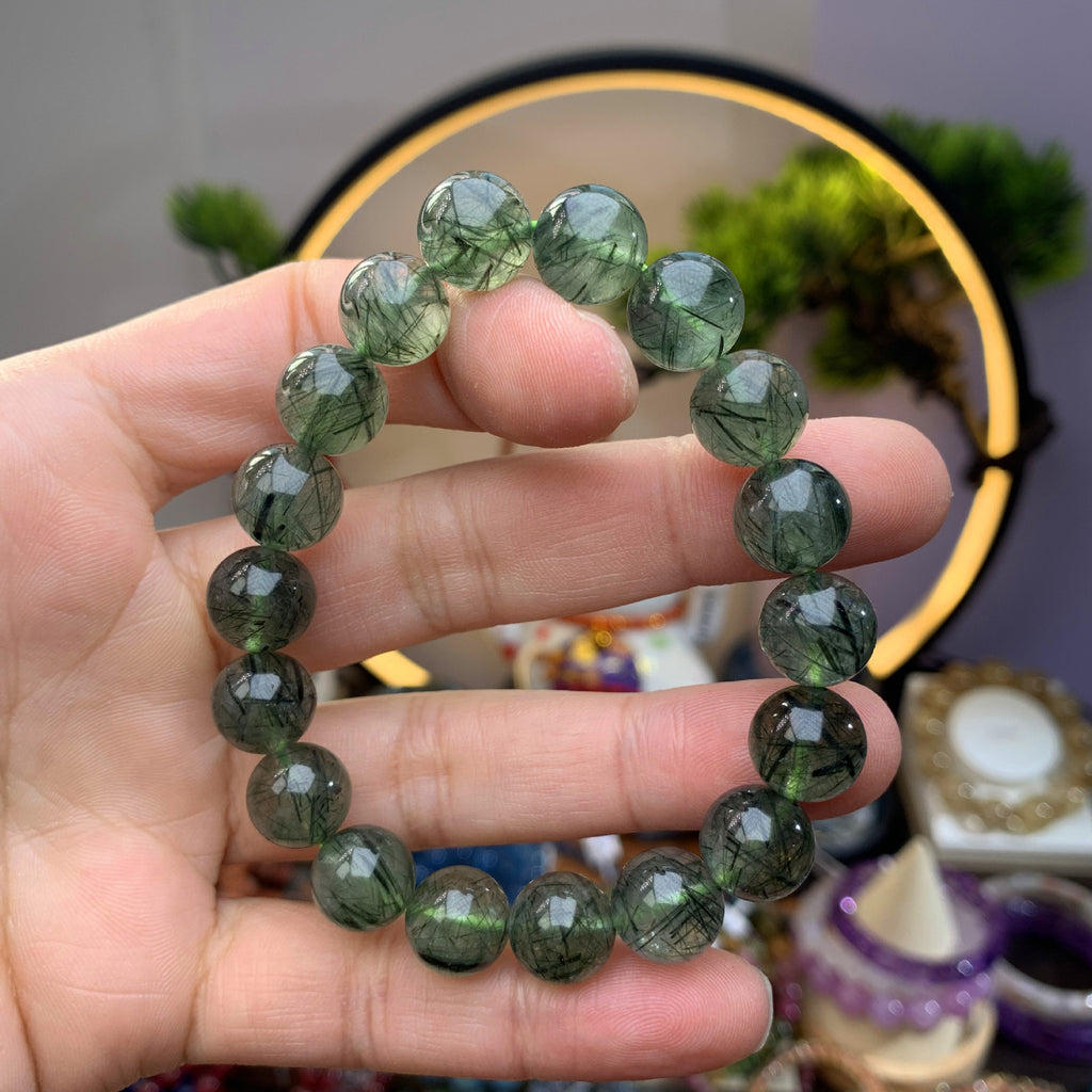 Natural Raw Opal Green Crystal Ball Bracelet