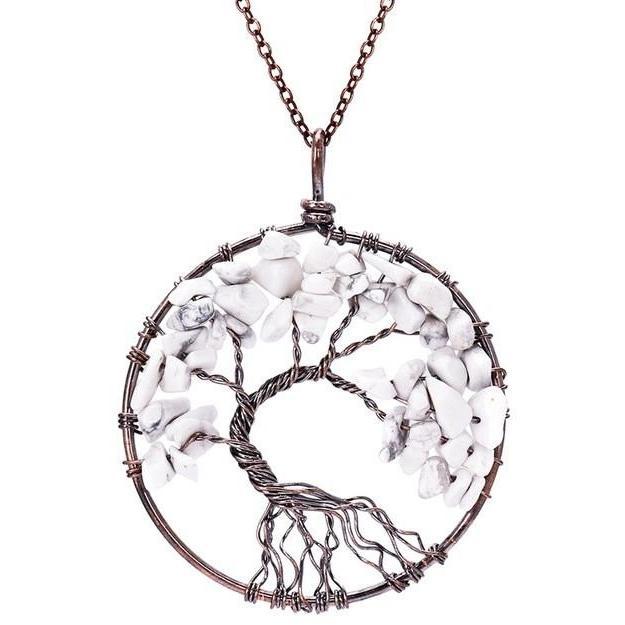 Colorful Crystal Chip Tree of Life Necklace