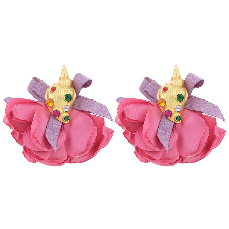Handmade Fabric Flower Earrings - Fashionable Design