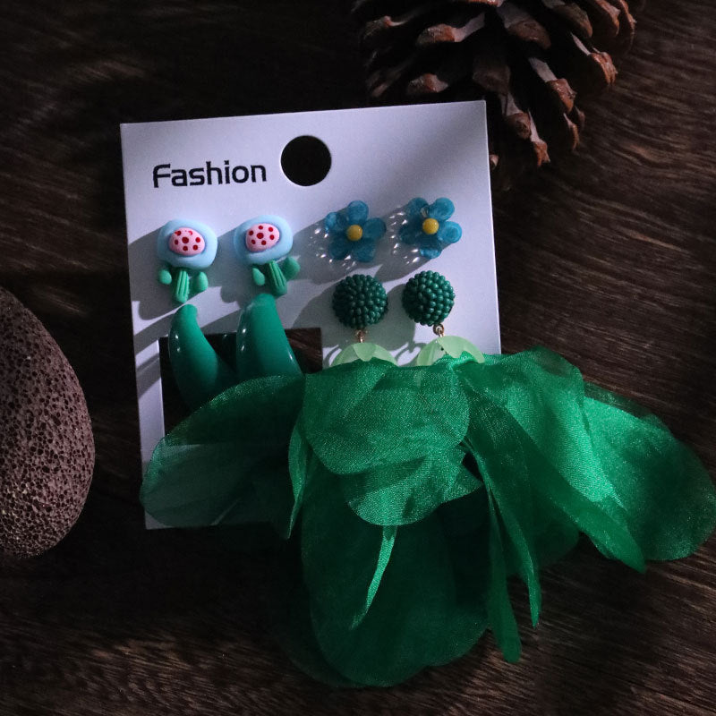Handmade Fabric Flower Earrings - Fashionable Design
