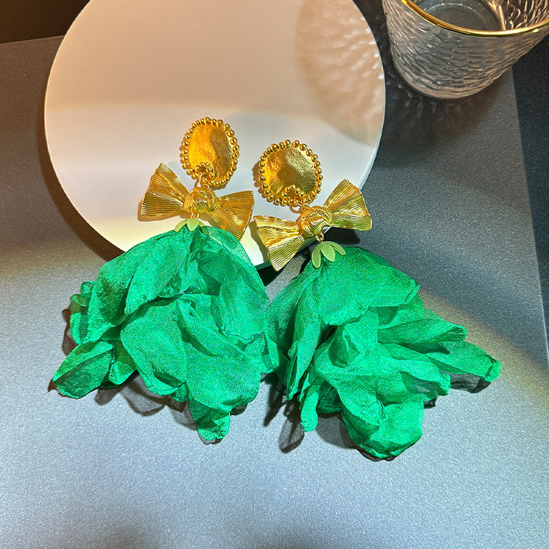 Handmade Fabric Flower Earrings - Fashionable Design