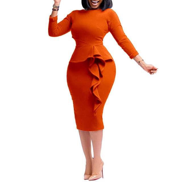 Elegant Women's Fitted Long Sleeve Pencil Dress
