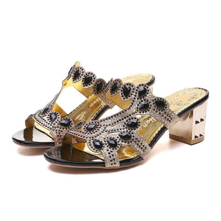2022 Summer New Rhinestone Women’s Heels Sandals