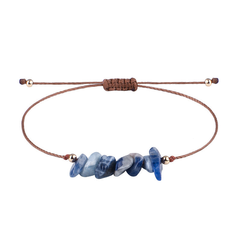 Irregular Raw Stone Bracelet with Woven Wax Line