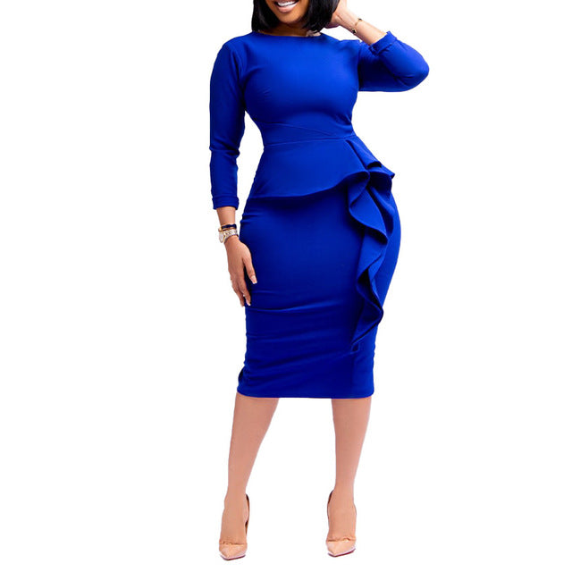 Elegant Women's Fitted Long Sleeve Pencil Dress