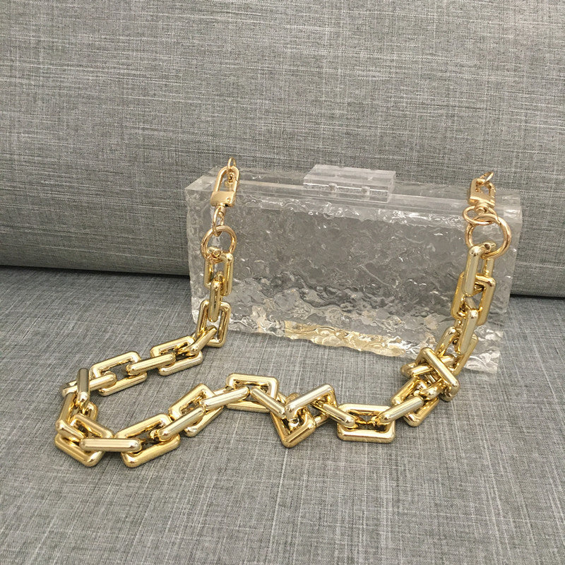 Women's Transparent Acrylic Ice Crack Diagonal Bag