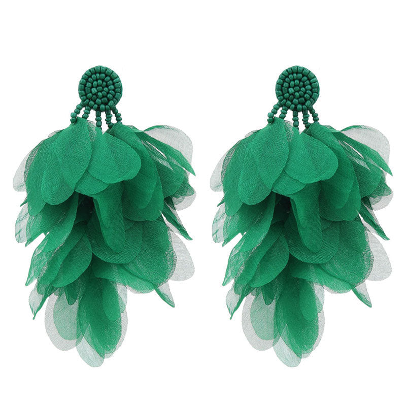 Handmade Fabric Flower Earrings - Fashionable Design
