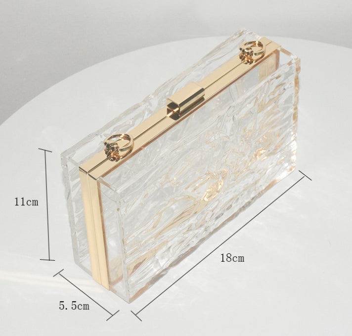 Women's Transparent Acrylic Ice Crack Diagonal Bag