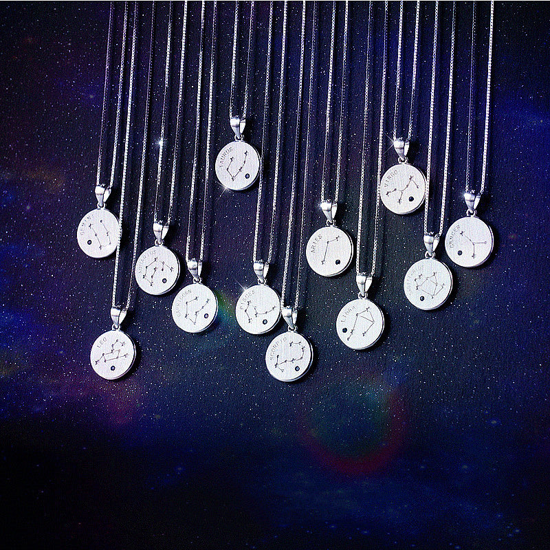 S925 Silver Zodiac Pendant Necklace with Diamonds