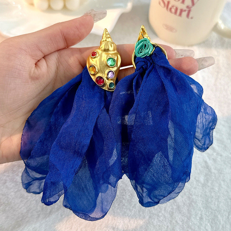 Handmade Fabric Flower Earrings - Fashionable Design
