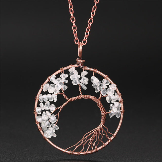 7 Chakra Natural Stone Tree of Life Pendant Necklace