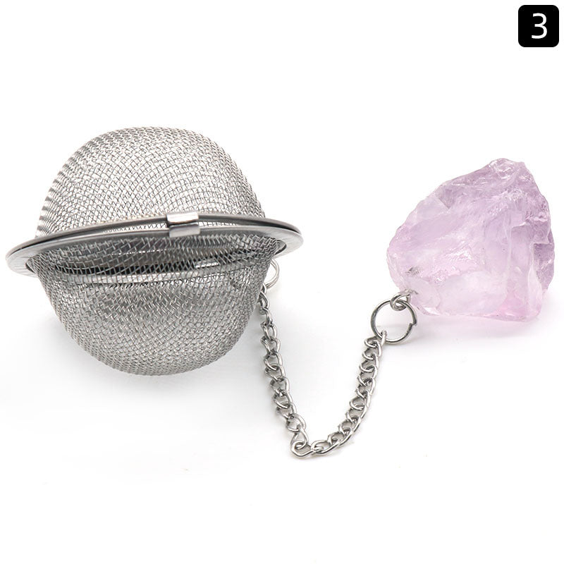 Natural Raw Gemstone Tea Filter Ball Kitchen Gadget