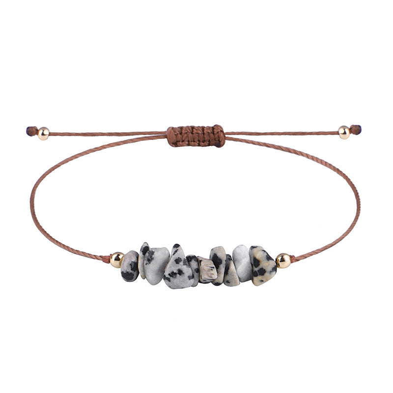 Irregular Raw Stone Bracelet with Woven Wax Line