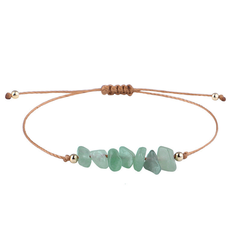 Irregular Raw Stone Bracelet with Woven Wax Line