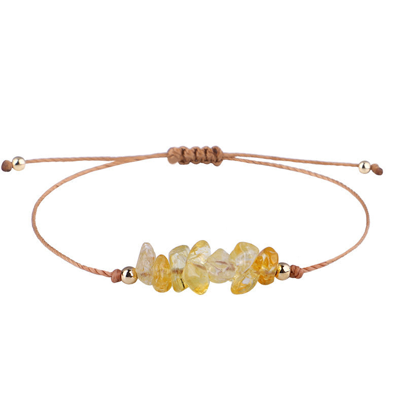 Irregular Raw Stone Bracelet with Woven Wax Line
