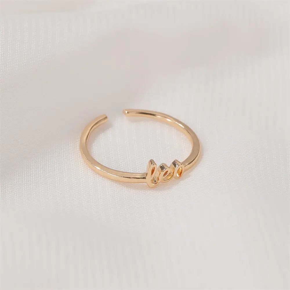 Minimalist Zodiac Sign Adjustable Ring for Women