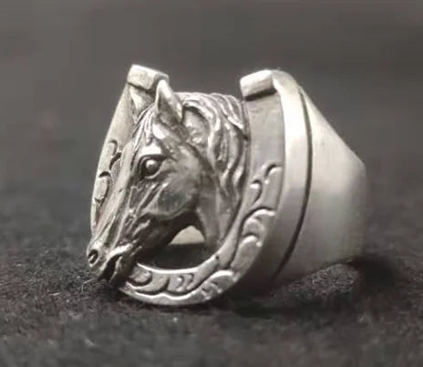 Thai Silver Tangcao Horseshoe Zodiac Ring