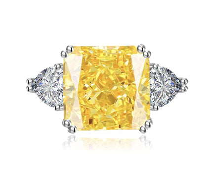 Emerald Green Diamond Ring - 18K Gold Plated