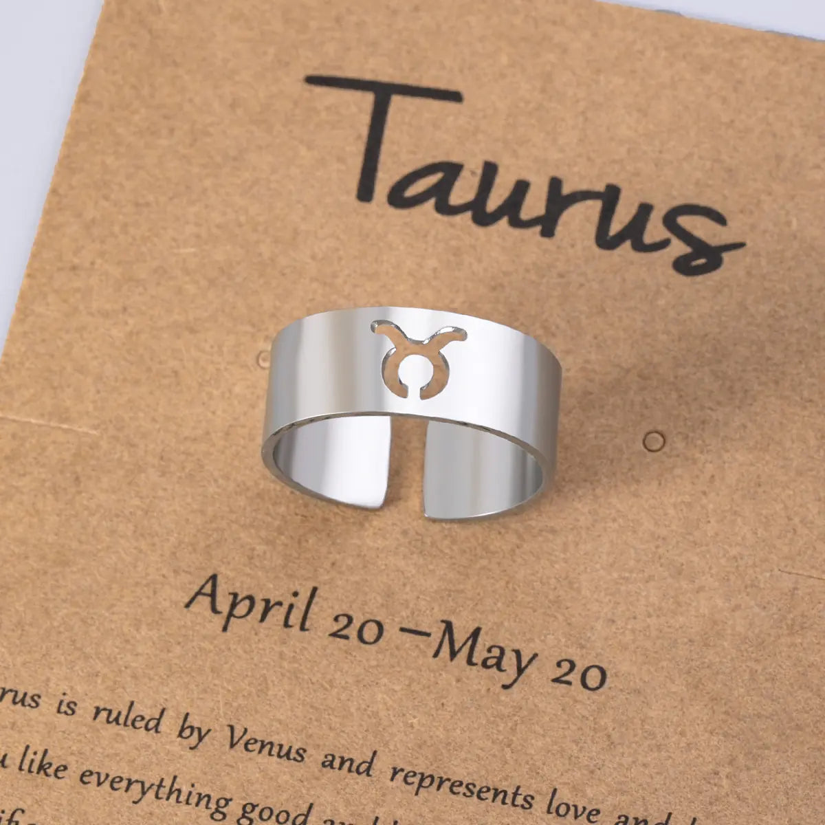 Virgo Zodiac Stainless Steel Ring with Card Packaging