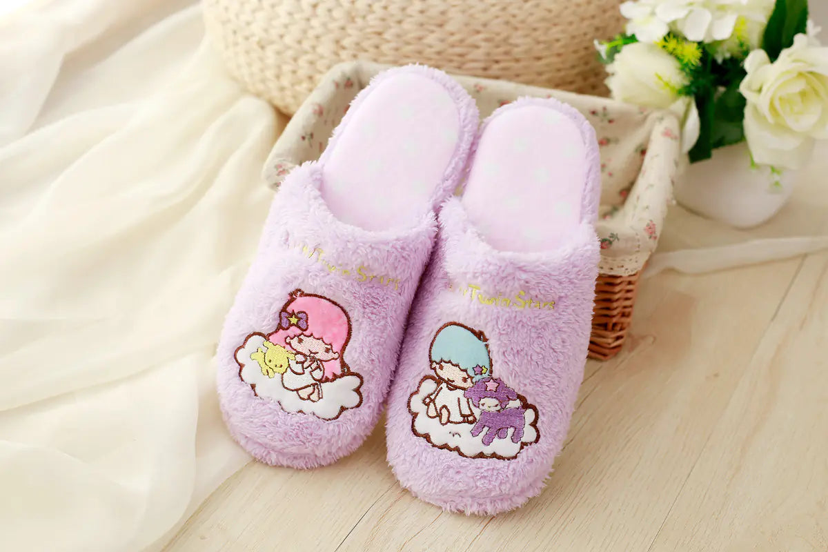 Cute Gemini Thick-Soled Cotton Slippers for Women