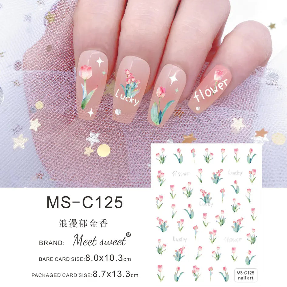 Nail Art Stickers - Camellia, Lily, and Poppy Designs
