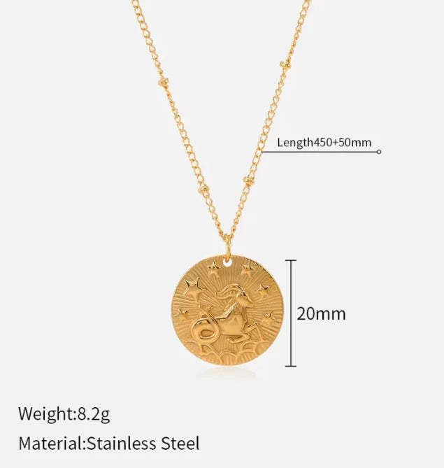 Double-Sided Zodiac Pendant Necklace