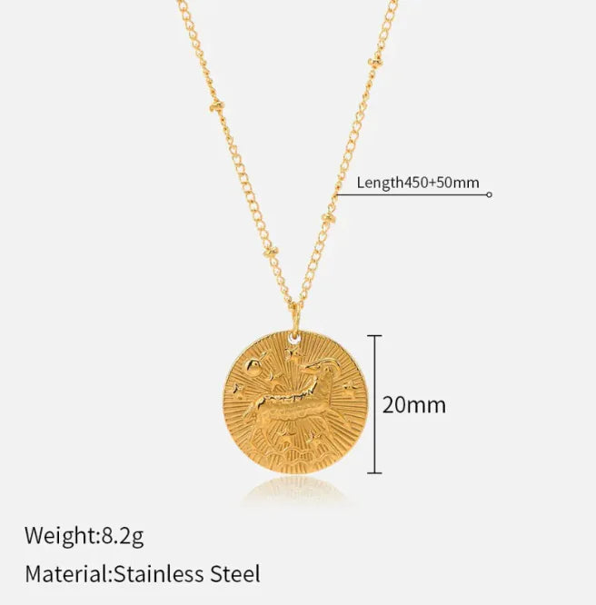 Double-Sided Zodiac Pendant Necklace
