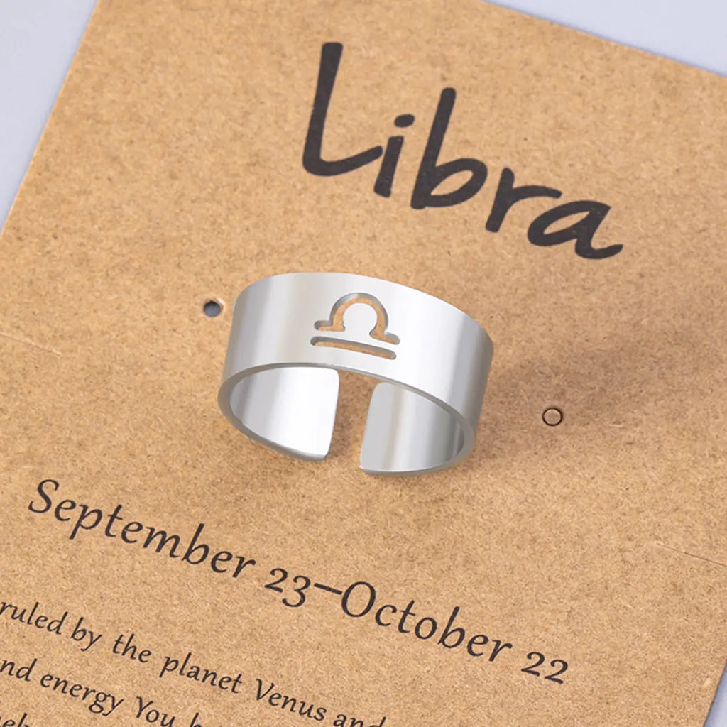 Virgo Zodiac Stainless Steel Ring with Card Packaging