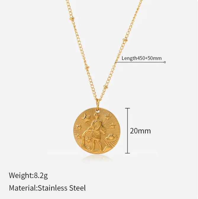 Double-Sided Zodiac Pendant Necklace