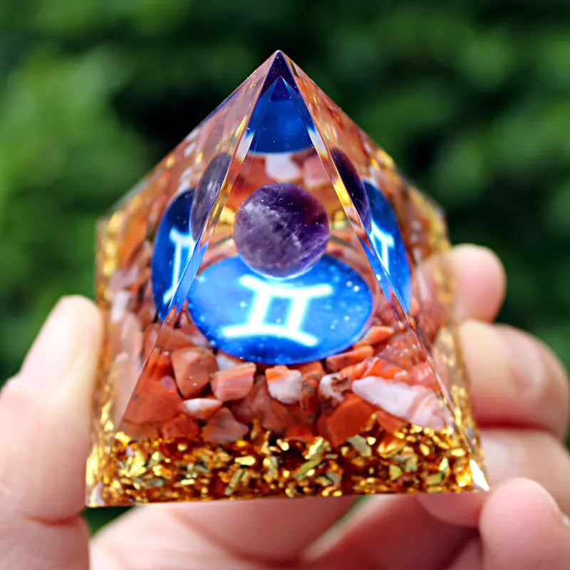 Gemini Crystal Pyramid Home Decor Resin Craft Piece
