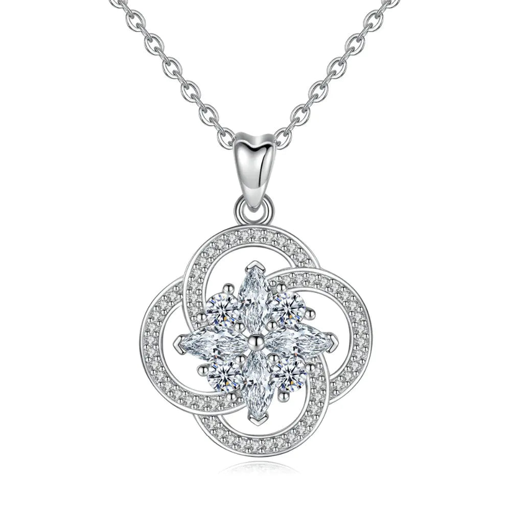 Silver Necklace with Diamond Pendant - Gemini Design