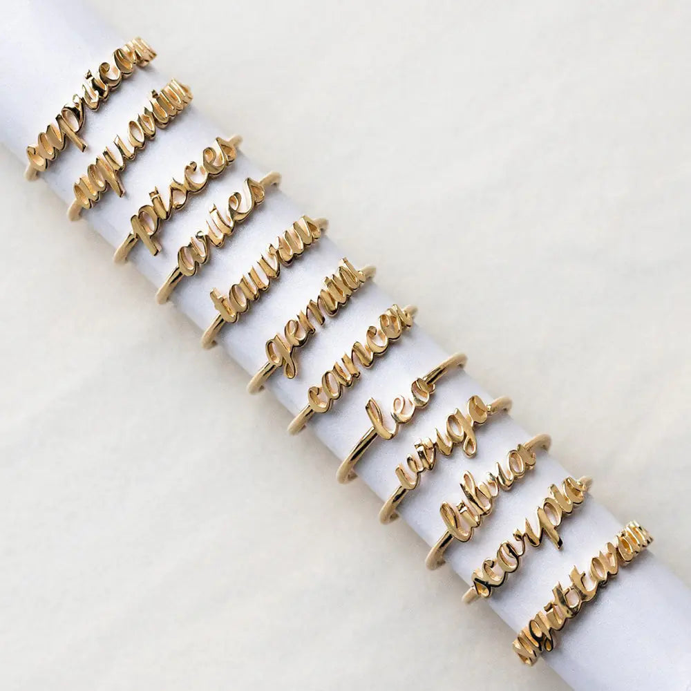 Minimalist Zodiac Sign Adjustable Ring for Women