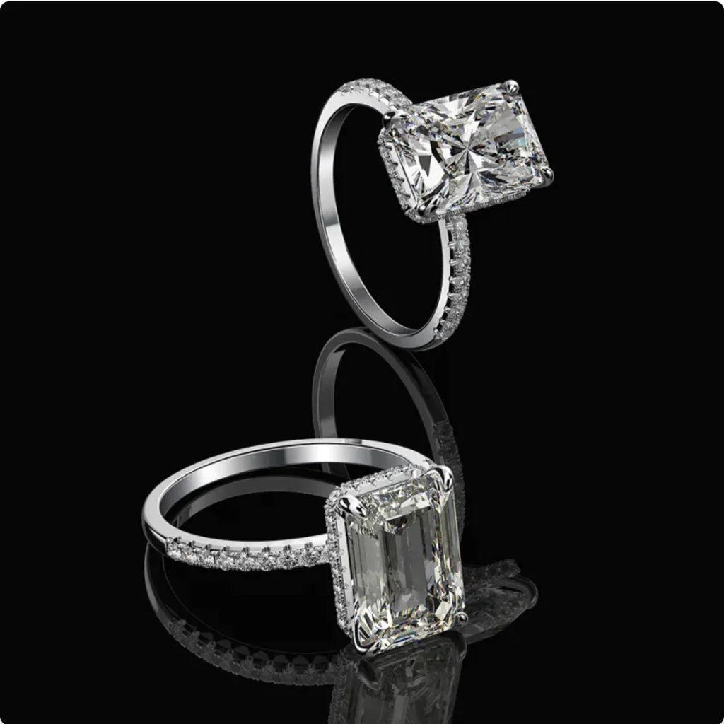 Emerald-Cut Rectangular Flower Ring